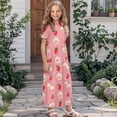 thumbnail image 3 of Uourmeti Girl Maxi Dress Pink Pig Strawberry Print Short Sleeve Crew Neck Dresses with Pockets for Girls Loose A-line Dress, Size 5-6 Years, 3 of 7
