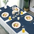 Navy Placemats Set of 6, Washable Vinyl Woven Table Mats, Blue Elegant