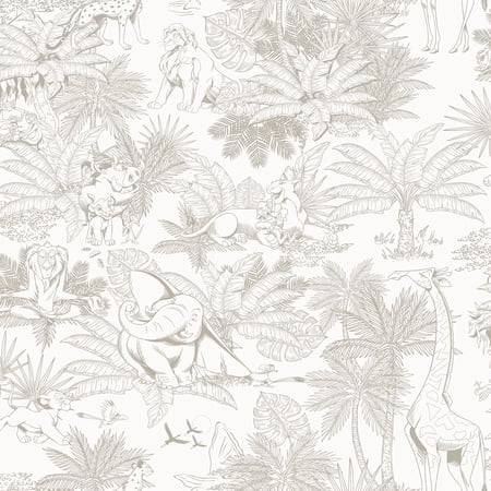 RoomMates Disney Lion King Tropical Toile Beige Peel and Stick Wallpaper