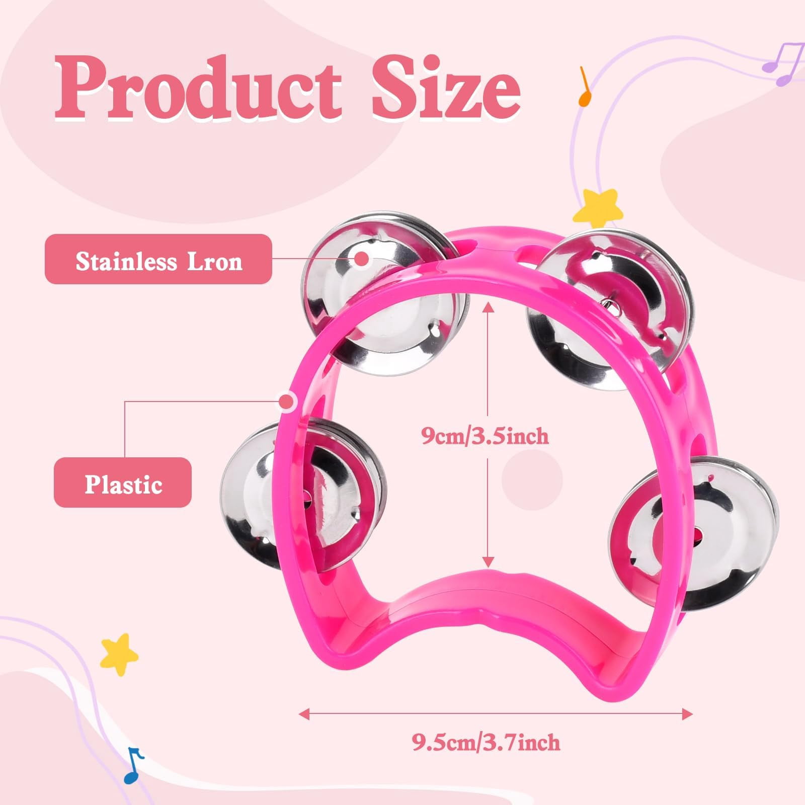24 Pcs Multicolored Tambourines For Kids - 4 Bells Handheld Musical Instruments And Noise Makers Perfect School Supplies Church Kindergarten Weddings Christmas Parties Group Performances