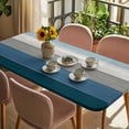 thumbnail image 3 of Blue Ombre Wooden Table Cloths for 5 Foot Rectangle Tables, Farmhouse Retro Wood Gradient Patio Waterproof Elastic Fitted Tablecloths, Washable Rectangular Table Cover for Camping, 3 of 8