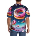 thumbnail image 3 of Fuzoiu Starry Sky Colorful Donut Print Men's Casual Short,Men's Short Sleeve Shirt,Mens Casual Button Down Shirts,Cuban Collar Summer Shirt for Beach, Vacation, and Outdoor Activities-XX-Large, 3 of 5