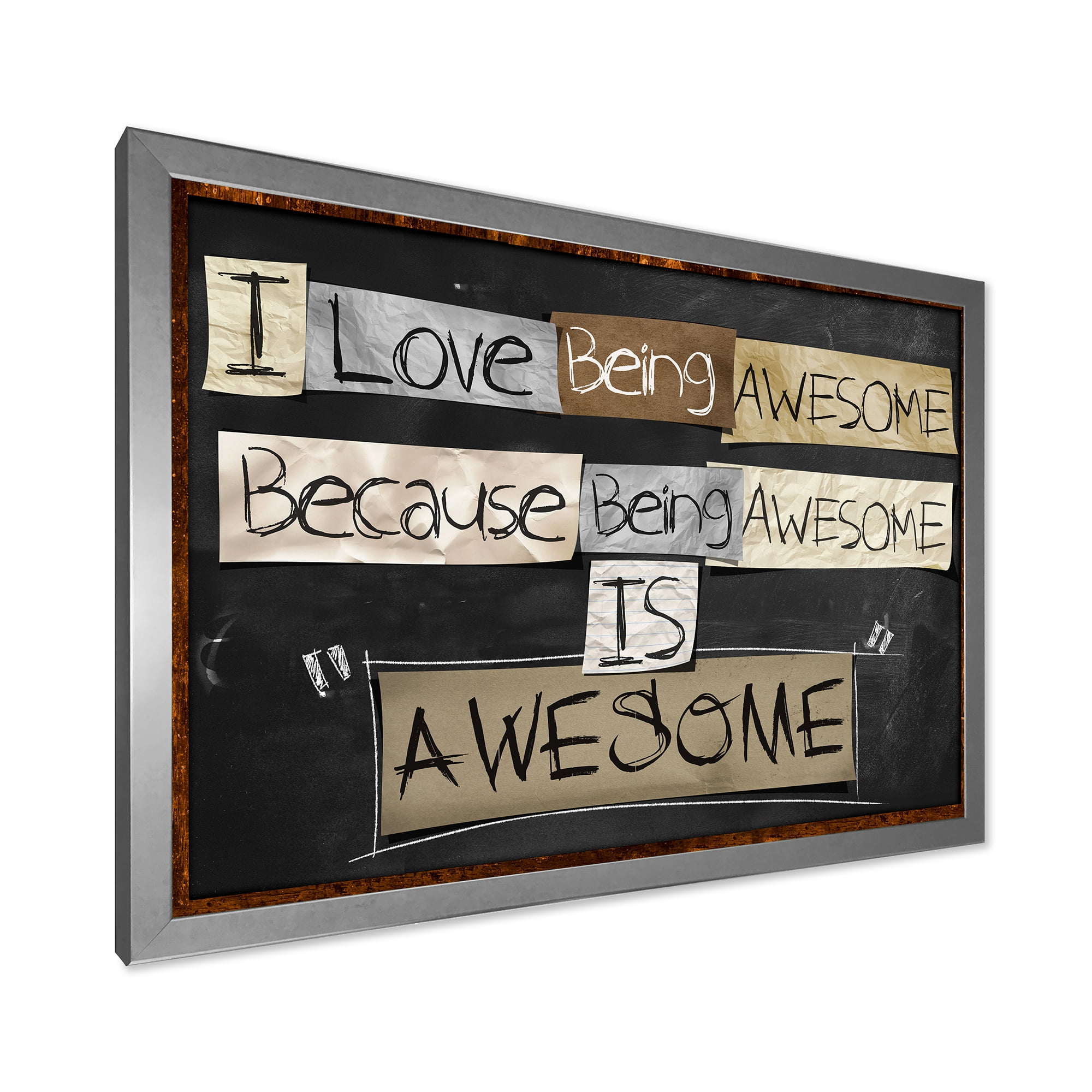 Designart 'I Love Being Awesome School Quotes' Rustic Framed Art Print