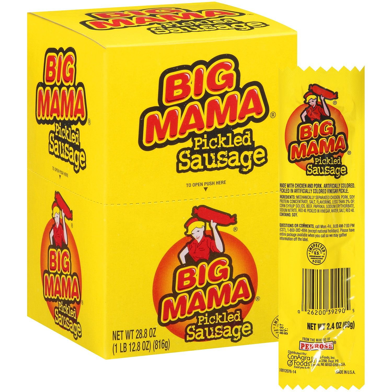Penrose Big Mama Pickled Sausage 2.4 Oz. 12 Count