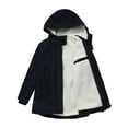 thumbnail image 4 of Womens Hooded Parka Coat Winter Thicken Fleece Down Coat Jacket Overcoat Mid Length Zipper Outerwear, 4 of 5