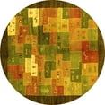 thumbnail image 1 of Ahgly Company Indoor Round Abstract Yellow Contemporary Area Rugs, 7' Round, 1 of 4
