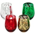 thumbnail image 6 of MyGift Metallic Multi-color Christmas Themed Stemless Wine Glasses, Set of 4, 6 of 7