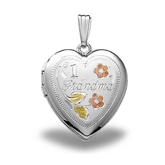 Sterling Silver HEART #1 Grandma Locket - 3/4 Inch X 3/4 Inch Sterling Silver