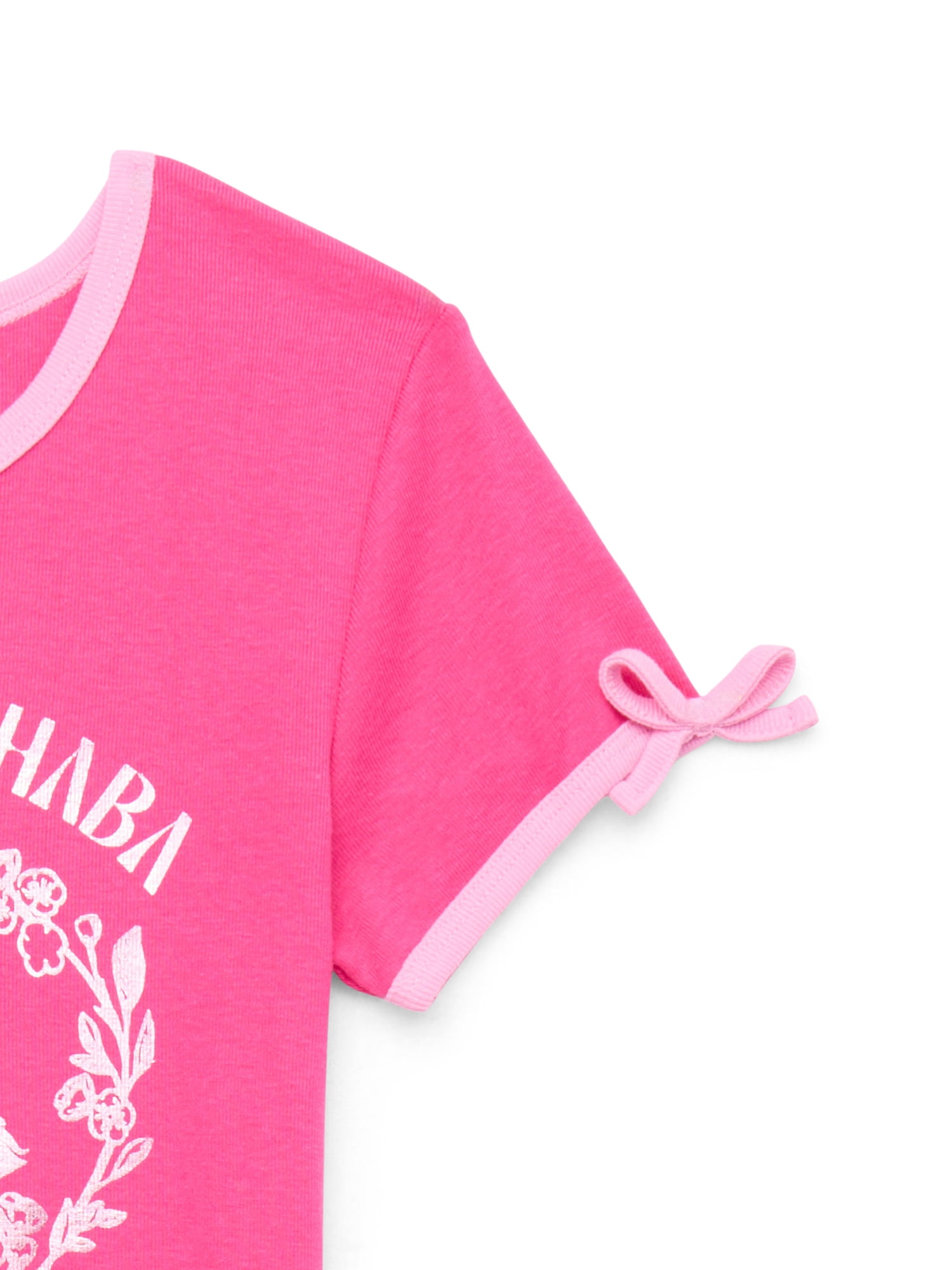 Wicked Girls Short Sleeve Bow Detail Graphic T-Shirt, Sizes 4-16