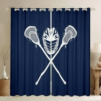 Erosebridal Lacrosse Lover Curtains Pack of 2 (38x45), Sports Theme Curtains for Living Room, Navy 30%-50% Black Out Curtains, Window Drapes Room Decoration
