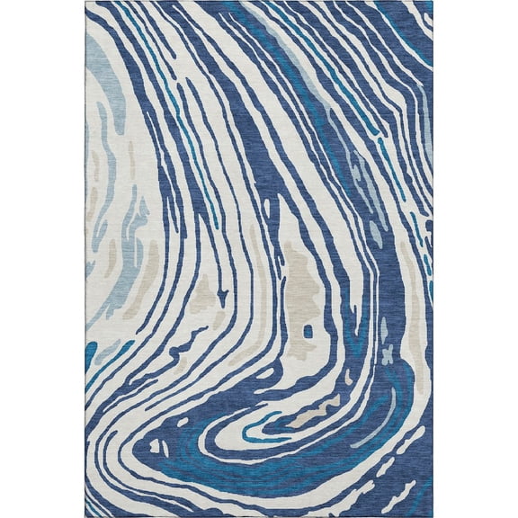 Addison Rugs Mayfield Premium Machine Washable Transitional Swirls Navy Rectangle Rug, 10' x 14'