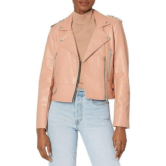 Celebrity Women's Lambskin Leather Jacket Motorcycle Slim Fit Biker W035