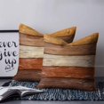 thumbnail image 2 of Pillow Covers 24x24 Set of 2, Farmhouse Burnt Orange Brown Throw Pillow Covers Decorative Couch Cushion Cover, Vintage Wooden Striped Microfiber Soft Square Pillowcases for Bedroom Living Room Sofa, 2 of 7