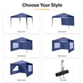 thumbnail image 3 of SANOPY 10'x 10' Pop up Canopy 1 Person Setup Canopy Portable Outdoor Party Instant Shelter with 4 Removable Sidewalls & Carrying Bag for Wedding Picnics Camping, Dark Blue, 3 of 9