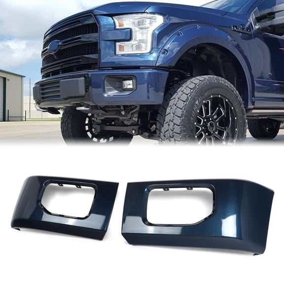 For 2015-2017 Ford F-150 F150 Blue Jeans Front Bumper Face Bar Pair End Cover