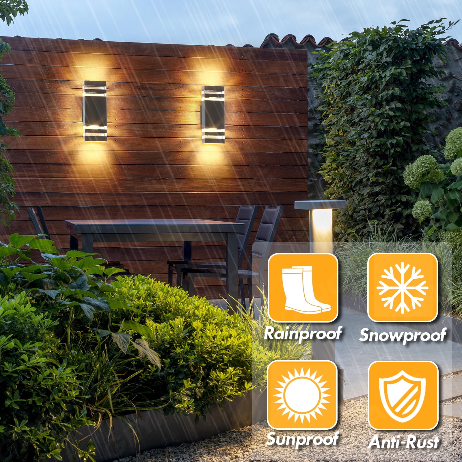 GEYANG modern black outdoor lighting fixture, aluminum waterproof porch light, square top and bottom outdoor wall light, outdoor lighting fixture, suitable for home porch, garden, terrace, courtyard