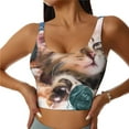 thumbnail image 2 of Haiem Playful Cat Pattern Womens Sports Bra - U Neck Padded Low Impact Yoga Bra Workout Crop Top Gym Moisture-Wicking Workout Vest -Large, 2 of 9