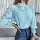 thumbnail image 5 of Blusas para mujer,Camisa de encaje para mujer, elegante blusa de cuello redondo, manga larga abotonada, mezcla de poliéster, ropa informal, sopatenor, 5 of 9