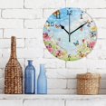 thumbnail image 3 of Flowers Butterfly Sunshine Spring Round Wall Clock Silent Analog Battery Operated Black Pointer Home Decor 9.84" Diameter, 3 of 11