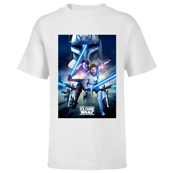 Star Wars The Clone Wars Series Poster - Short Sleeve T-Shirt for Kids - Customized-White