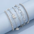 thumbnail image 3 of Bohemian Silver Color Bracelet Set For Women Rhinestones Butterfly Charm Tennis Chain Bangle Girls Fashion Party Jewelry, 3 of 6