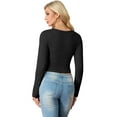 thumbnail image 5 of Cueply Womens Long Sleeve Shirts Spring Fall Fashion 2025 Basic Crop Tops Going Out Square Neck Tees Shirts Workout Outfits Y2k Clothes, 5 of 6