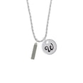 thumbnail image 2 of Delight Jewelry Stainless Steel Rectangular Blank Tag - Silvertone Script Initial Disc - W - Charm Necklace, 20"+3", 2 of 4