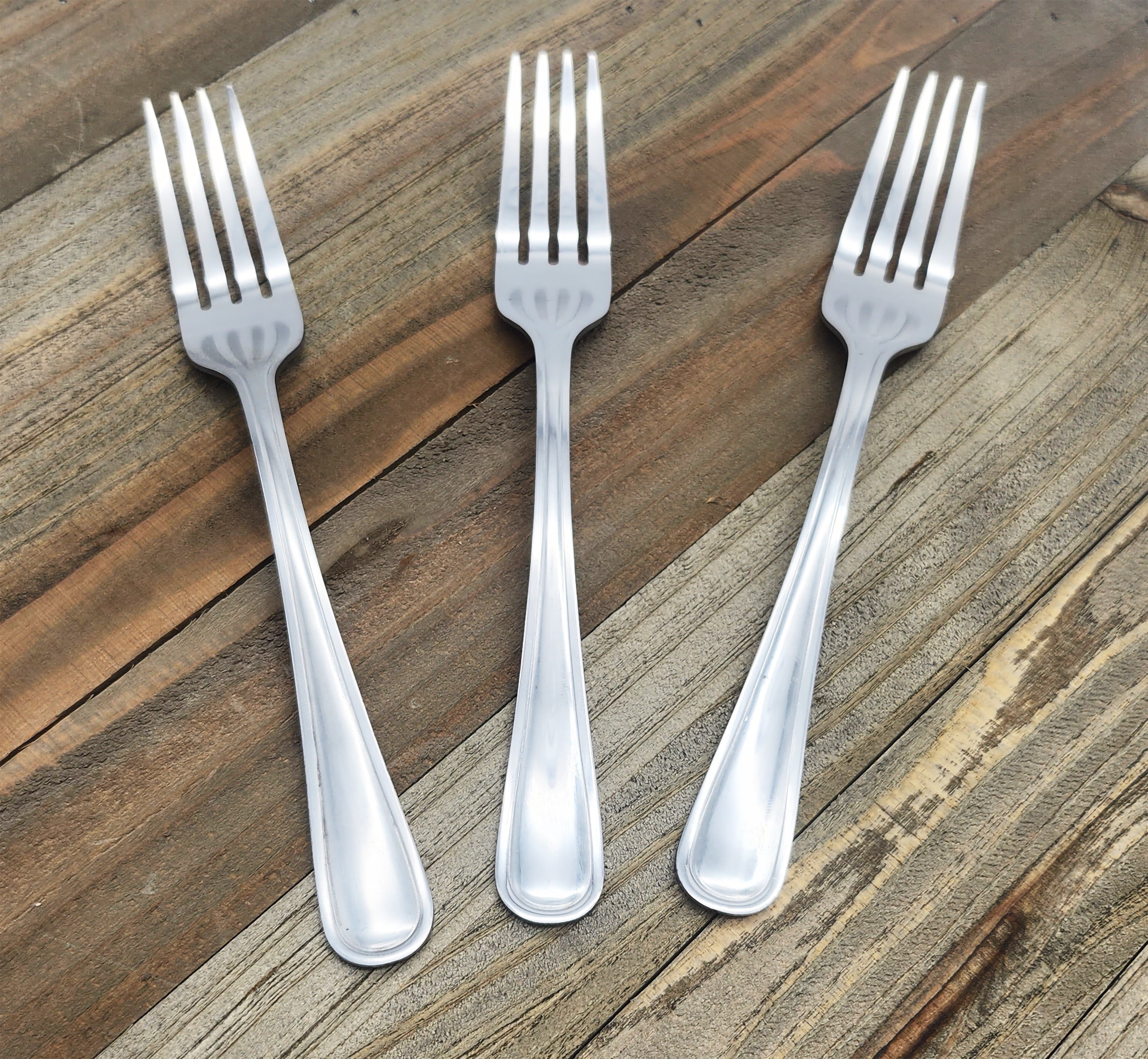 (6 pack) Mainstays Fleetline Stainless Steel Dinner Fork 3 Piece Set Silver