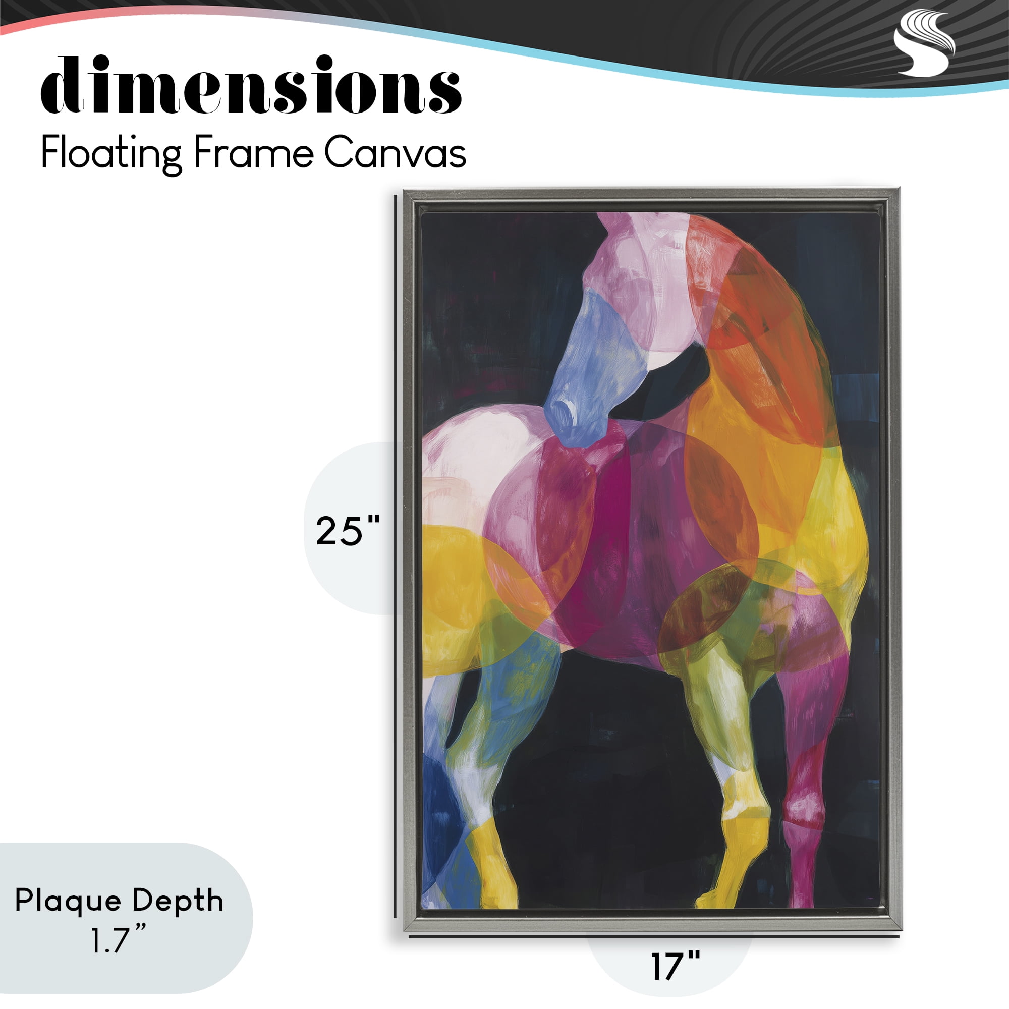 Stupell Industries Prism Horse Abstraction Gray Framed Floater Canvas Wall Art, design by Chromatic Storm Studio
