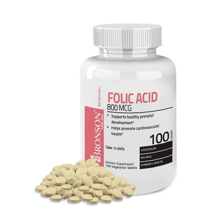 Bronson Folic Acid 800 mcg for Pre-Natal Development, 100