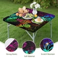thumbnail image 4 of Colorful Neon Butterfly Pattern Square Fitted Tablecloth with Elastic Edge,Square Table Cover,Washable Elastic Table Cover for Home Kitchen Party Decor 36"x36", 4 of 6
