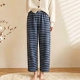 thumbnail image 6 of Women's Stripe Pajama Pants Casual Elastic Waist Loose Wide Leg Lounge Bottoms Comfy Casual Breathable Everyday Wear, 6 of 7