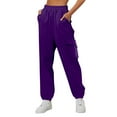thumbnail image 5 of YOTMKGDO Fashion Pants for Women Casual Gradient Print Bottom Sweatpants Pockets High Waist Gym Athletic Fit Jogger Pants Trousers, Athletic Pants for Women, Purple Sizes S-3XL, 5 of 8