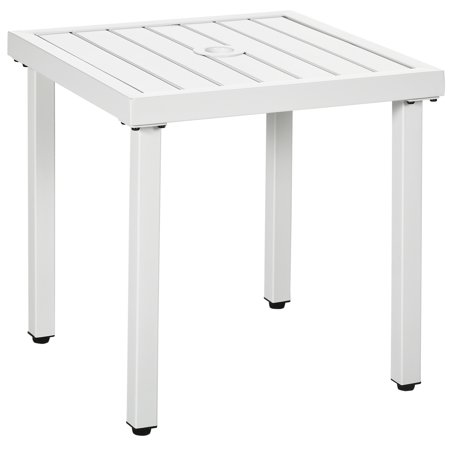 Outsunny Outdoor Side Table, Patio End Table with Umbrella Hole, Small ...