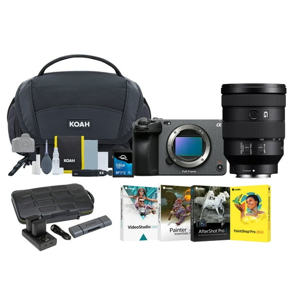 Sony FX3A Full-Frame Cinema Camera with 24-105mm f/4 G2 OSS Bundle with (2-Pack) Batteries, Memory Card, 4 Softwares, Bag with Cleaning Kit and Card Reader