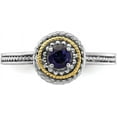 thumbnail image 4 of Solid Sterling Silver & 14k Two-Tone Gold Stackable Expressions Created Sapphire Ring - Ring Size 9.0, 4 of 8