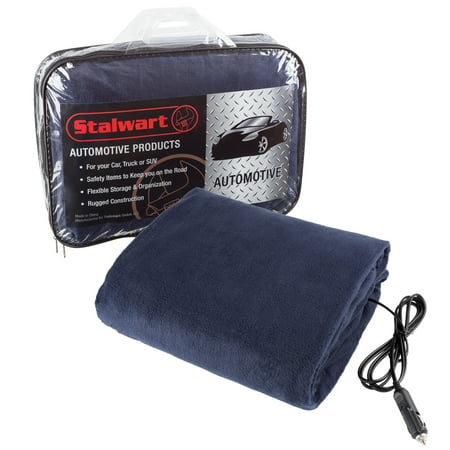 Electric Car Blanket-Outdoor Heated 12V Travel Throw by Stalwart (Navy)