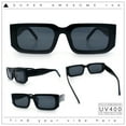 thumbnail image 2 of Classic Womens Mod Squared Narrow Rectangle Retro Fashion Sunglasses All Black, 2 of 8