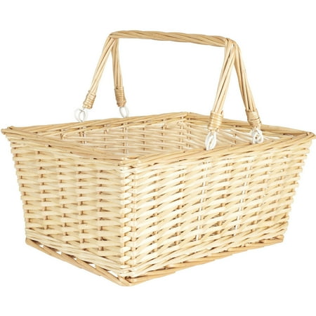 Natural File Basket - Household Essentials Open Top Market Basket with Handles
