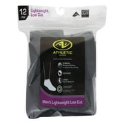 Athletic Works Men's Lightweight Low Cut Socks, 12-Pack, Moisture-Wicking, Lightweight Fabric, Fits Shoe Sizes 6-12