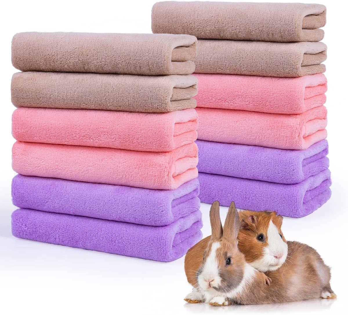 12 Pack Guinea Pig Cage Blanket. Fleece Rabbits Hamster Cages Liners