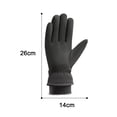 thumbnail image 6 of Tnobhg 1 Pair Men Winter Cycling Gloves Anti-slip Thick Plush Waterproof Windproof Touchscreen Solid Color Fasten Tape Wrist Band Skiing Skating Gloves, 6 of 8