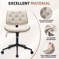 thumbnail image 3 of HAWGUAR Armless Home Office Chair with Wheels Mid Back Modern Walnut Chair Small Desk Chair No Arms Leather  Computer Chair for Office, Meeting Room,Makeup Room (Beige), 3 of 6