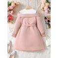 thumbnail image 4 of Mikrdoo 11T Big Girls Dress 12 Years Kid Girls Stylish Long Sleeve Color Block Off Shoulder Splicing Belted Dress One Piece Asymmetrical Dress For Fall Winter, 4 of 9