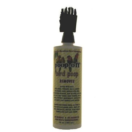 Poop-Off Bird Poop Remover Brush Top, 16-Ounce, Removes droppings from all types of avian diets including Seed fruit nuts meat vegetables nectar bugs grains.., By (Best Way To Clean Bird Poop Off Deck)