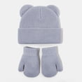 thumbnail image 2 of Baby Bear Ears Knit Beanie and Mittens Set, Toddler Winter Warm Hat Gloves Kit, Cute Ribbed Knitted Cold Weather Accessory for Baby Boys Girls Daily Outdoor Wear(Light Gray,6-24 Months), 2 of 4