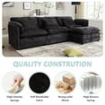 thumbnail image 5 of Villeston 112" Cloud Modular Sectional Sofa for Living Room, L-Shaped Cloud Sofa Couch with Chenille Fabric, 3 Seat Oversized Couch with Movable Ottoman,Black, 5 of 8