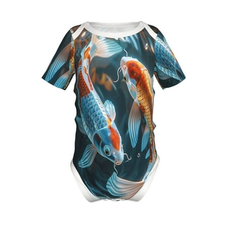 

Lukts Cute Koi Fish Serenity Print Baby Short Sleeve Romper Onesie for Newborn Baby Boys and Girls-18 Months
