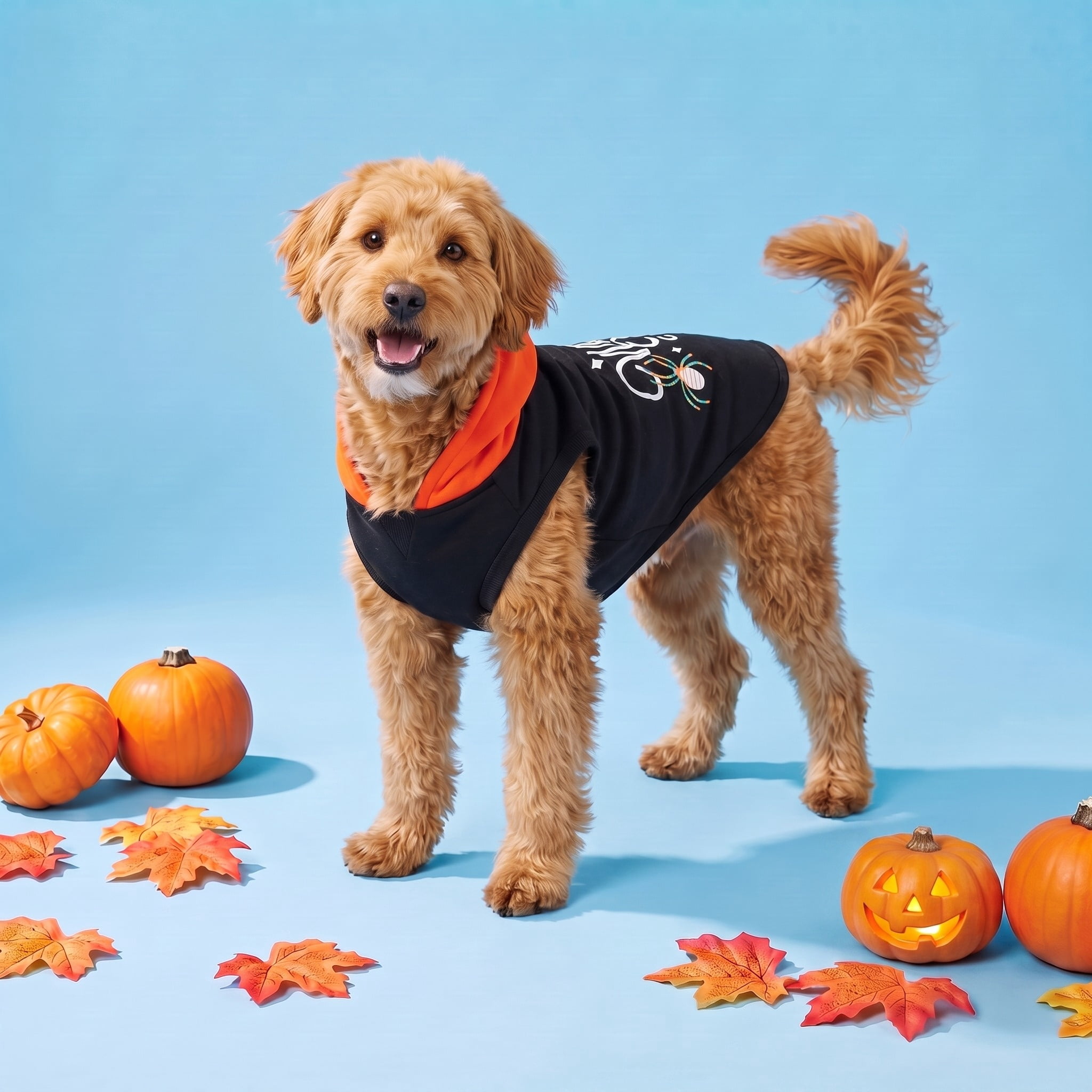 Vibrant Life Halloween Hoodie for Dogs, Witch Please, Orange and Black, M
