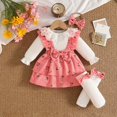thumbnail image 2 of Gubotare Baby Dress Floral Print Short Sleeve Top Suspender Skirt Outfit Set With Headband Summer Clothes 6 9 Months (Pink,6-9 Months), 2 of 9